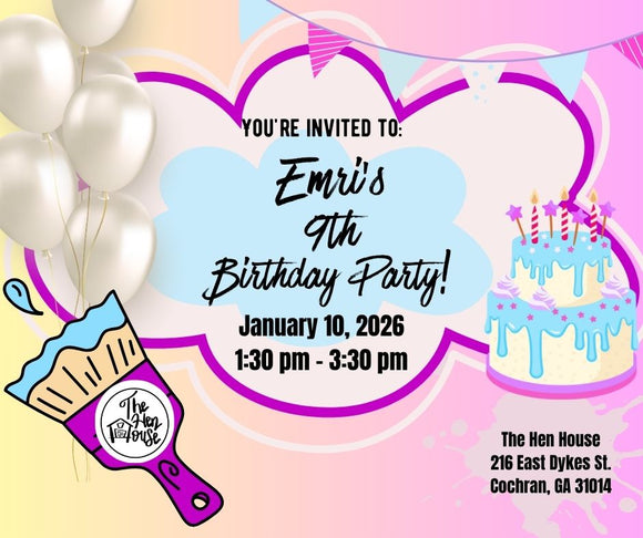 Emri's 9th Birthday Party! **Saturday** January 10th @1:30pm