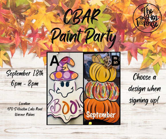 CBAR Paint Party!! September 18th @6:00pm